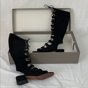 Franco Sarto Black Gladiator Knee High Sandals